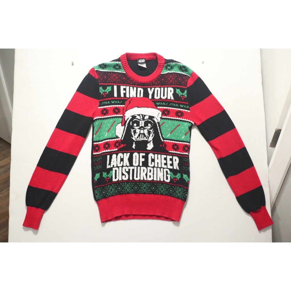 Star Wars Darth Vader Ugly Christmas Sweater | Mens Size Small S | Red Black